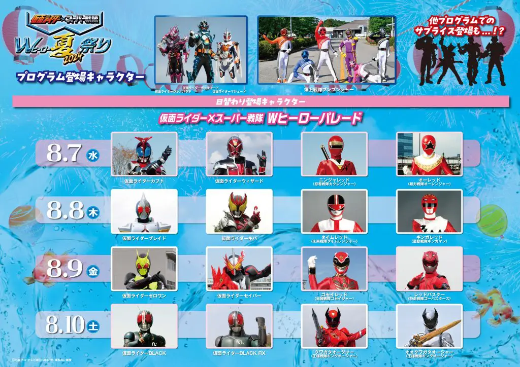 仮面ライダー×スーパー戦隊『Wヒーロー夏祭り 2024』 登場キャラ
