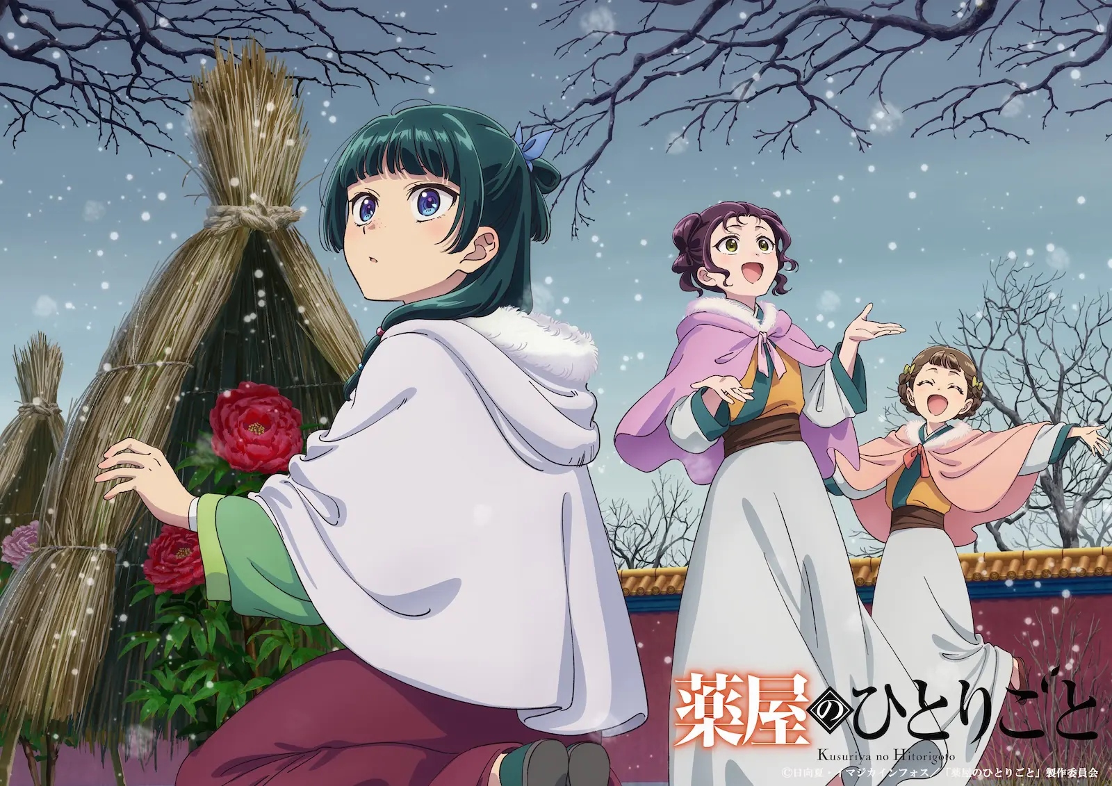 アニメ『薬屋のひとりごと』 「猫猫、壬氏と巡る四季」の寒牡丹