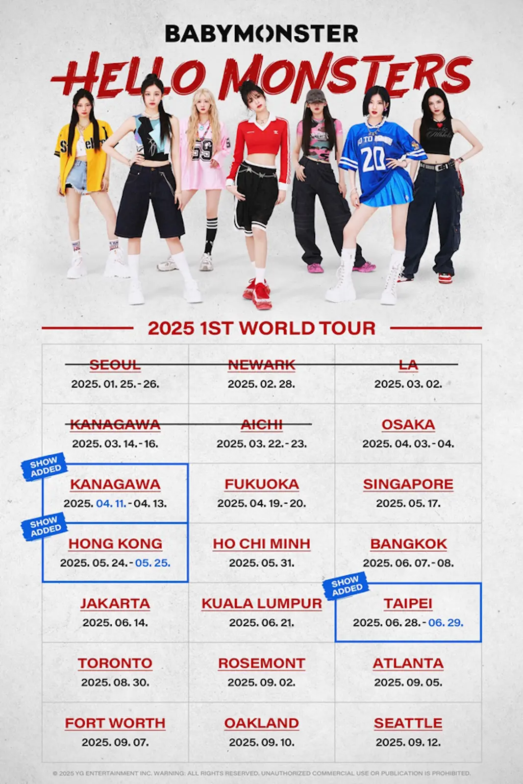 BABYMONSTER 現在開催中のワールドツアー香港＆台北追加公演決定