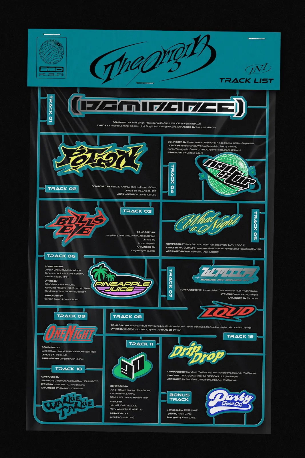 INI 3RD ALBUM『THE ORIGIN』のトラックリストとメンバー作詞情報が