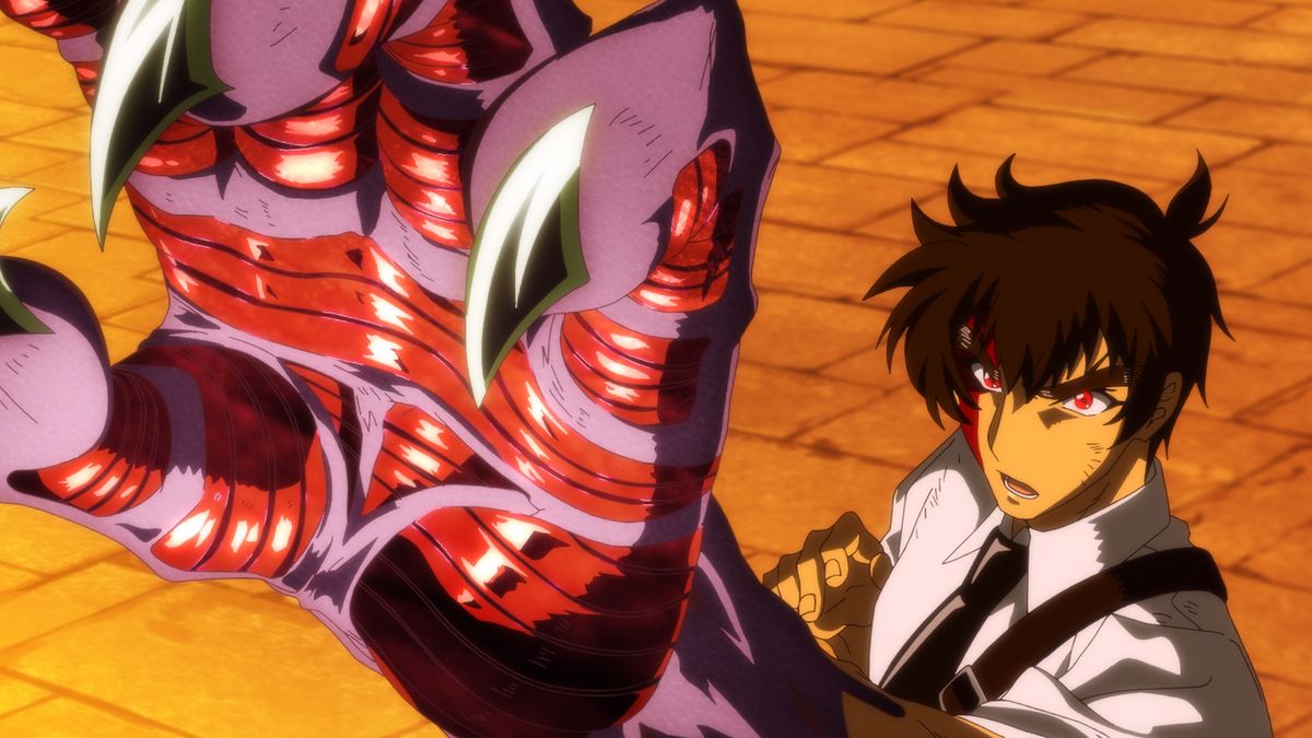 アニメ『地獄先生ぬ〜べ〜』に登場する鵺野鳴介（CV.置鮎龍太郎）が鬼の手を解放した姿