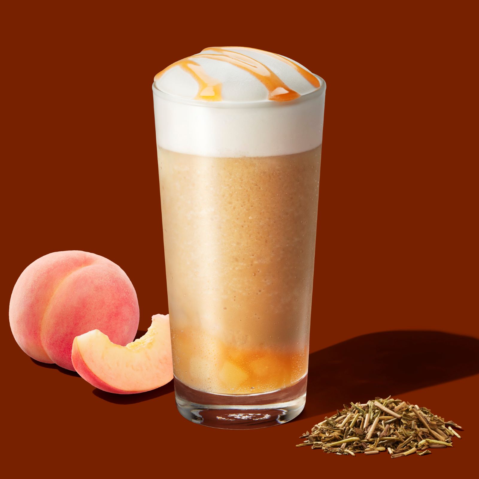 白桃とほうじ茶のムース ティー フラペチーノ