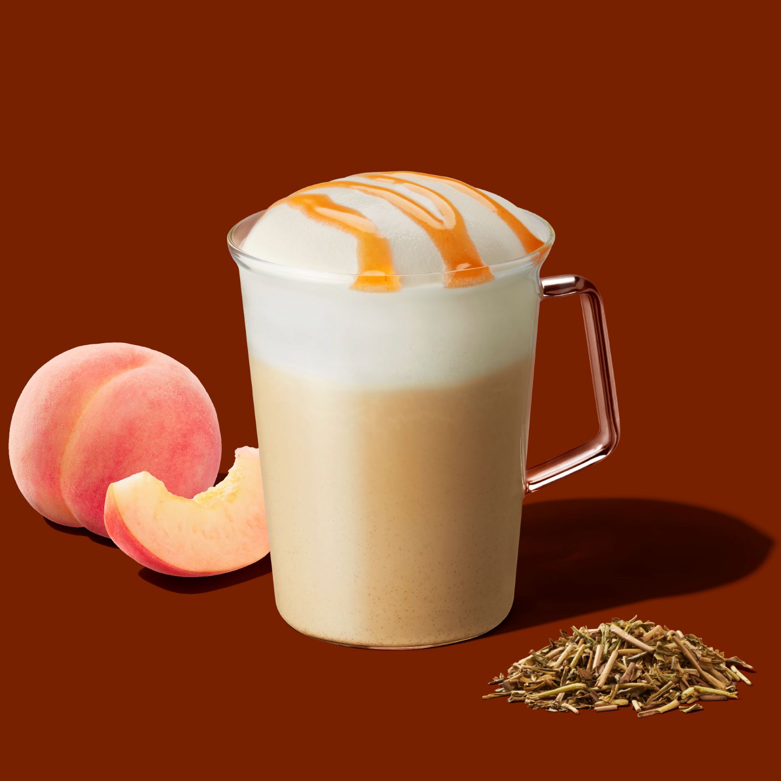 ほうじ茶と桃のムース ティー ラテ