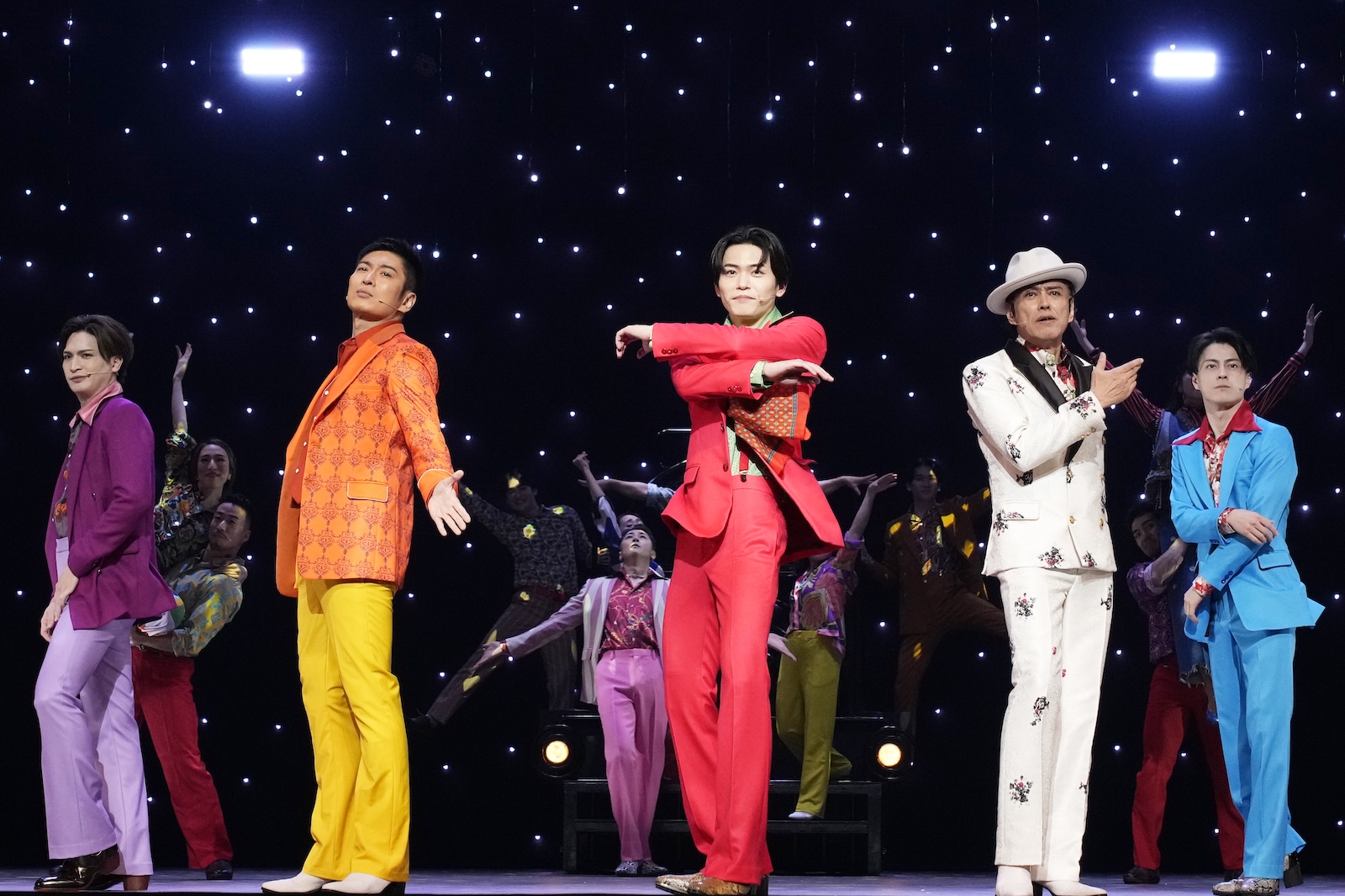 舞台『星列車で行こう』に出演する影山拓也(IMP.)、石井一孝、松田悟志、松村龍之介、小波津亜廉