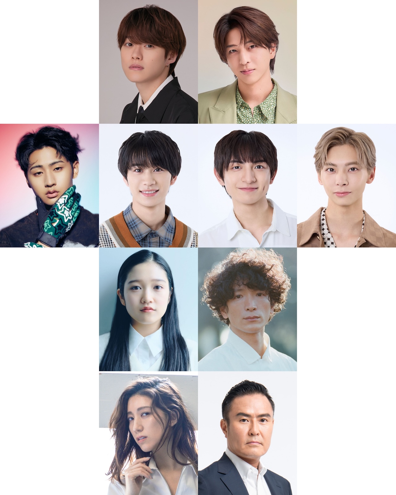 舞台『AmberS -アンバース-』に出演する大橋和也（なにわ男子）、寺西拓人（timelesz）、猪狩蒼弥、嶋﨑斗亜、川﨑皇輝、松尾龍、山﨑玲奈、渡部豪太、真風涼帆、市川右團次