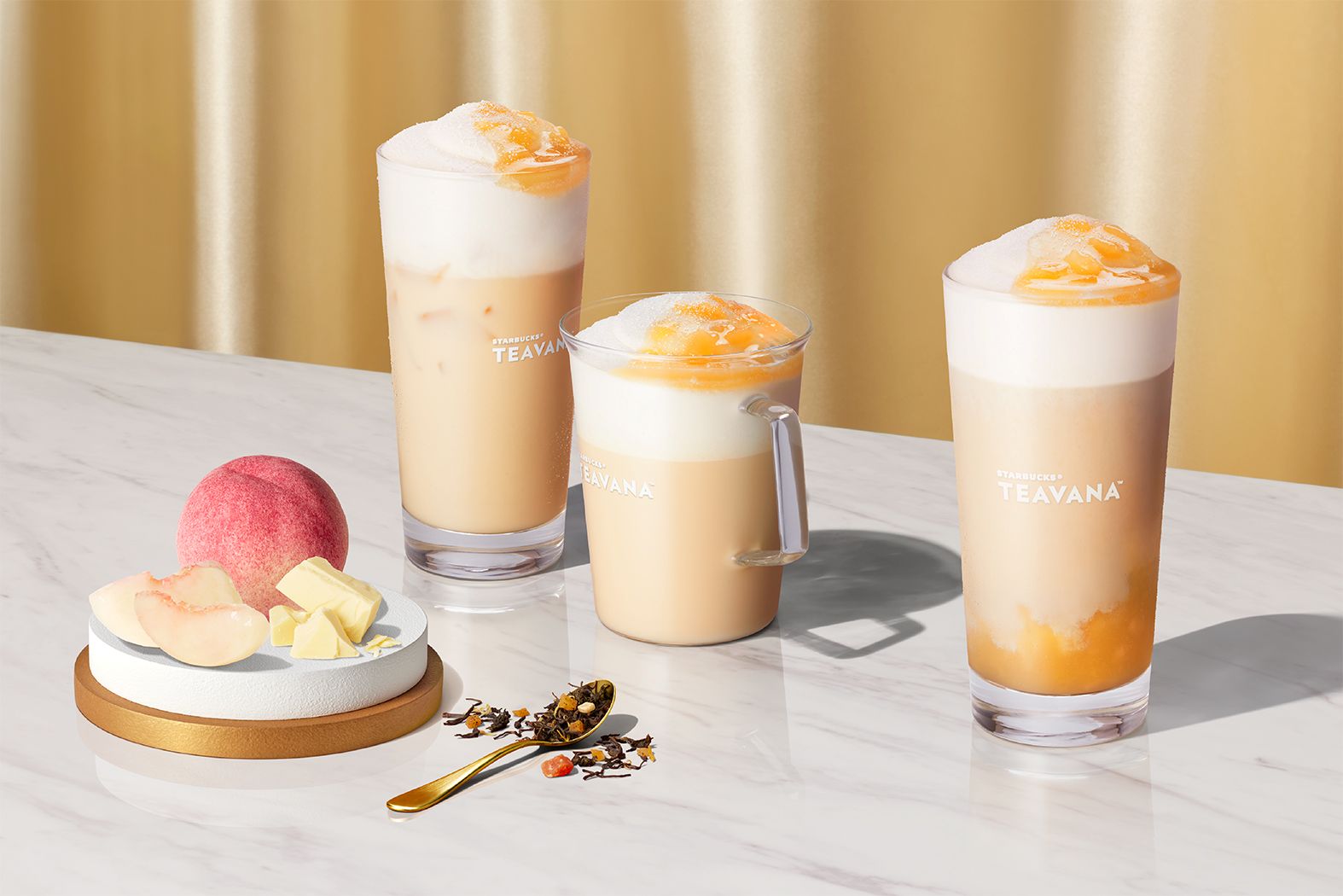 ホワイト ピーチ & ジョイフルメドレー ティー フラペチーノ®＆ティー ラテ