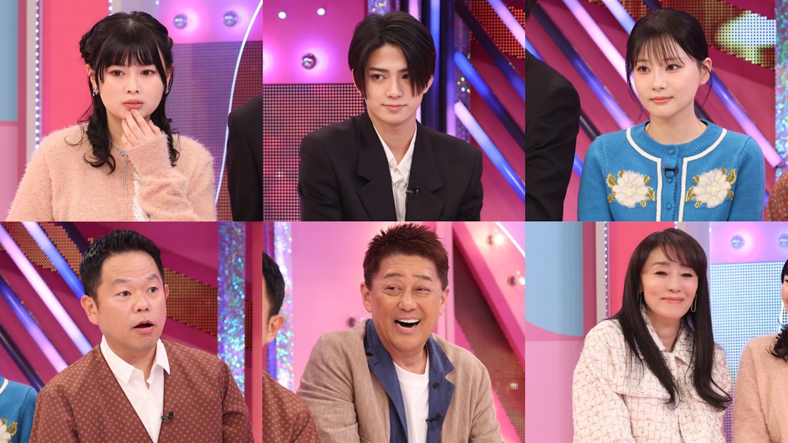 『6世代協力！ロクジェネクイズ』に出演する長浜広奈、岩瀬洋志、重盛さと美、津田篤宏（ダイアン）、坂上忍、浅野ゆう子