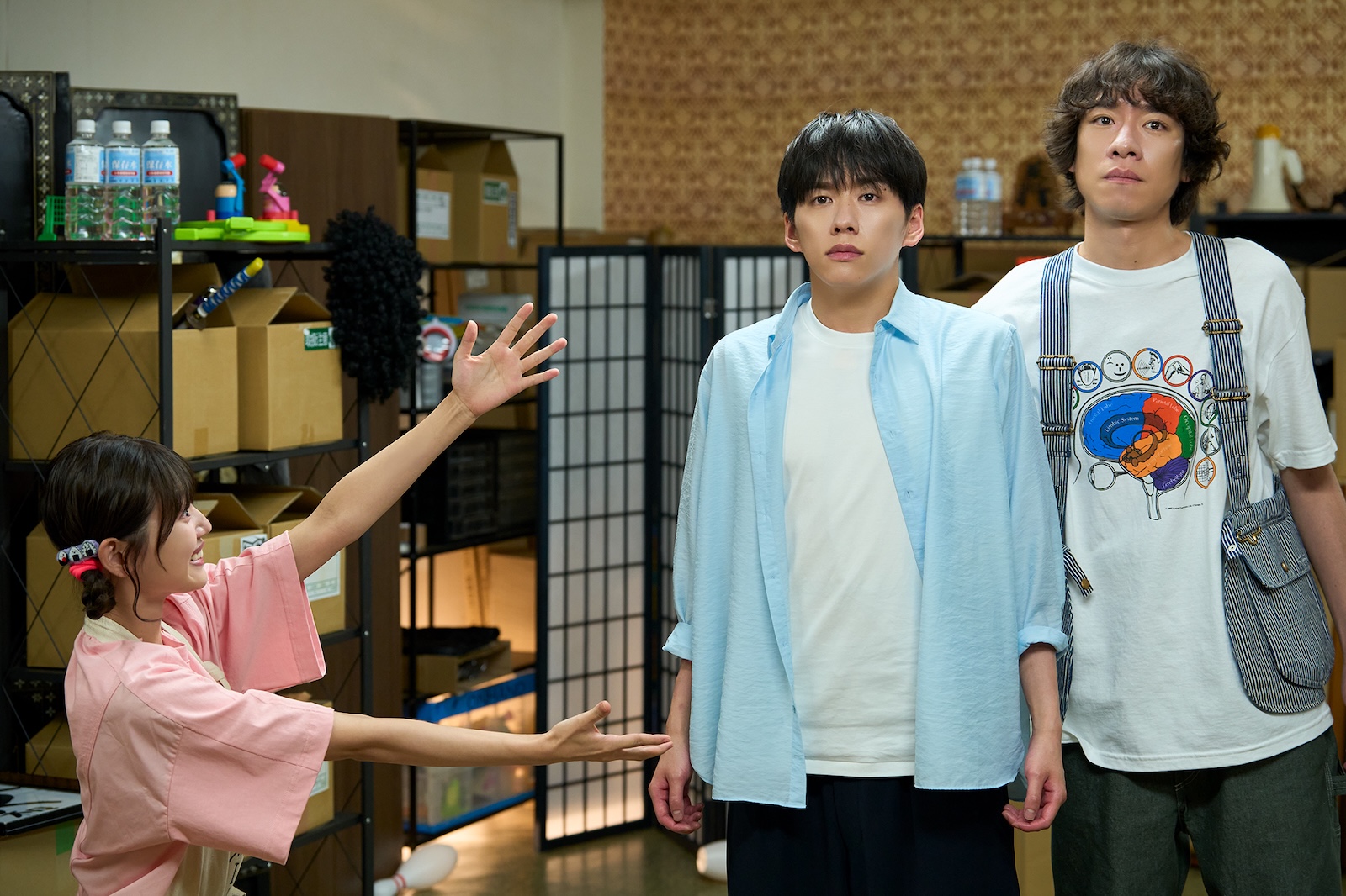 ドラマ『ぴーすおぶせーふ』に出演する基俊介(IMP.)、佐々木美玲、落合モトキ