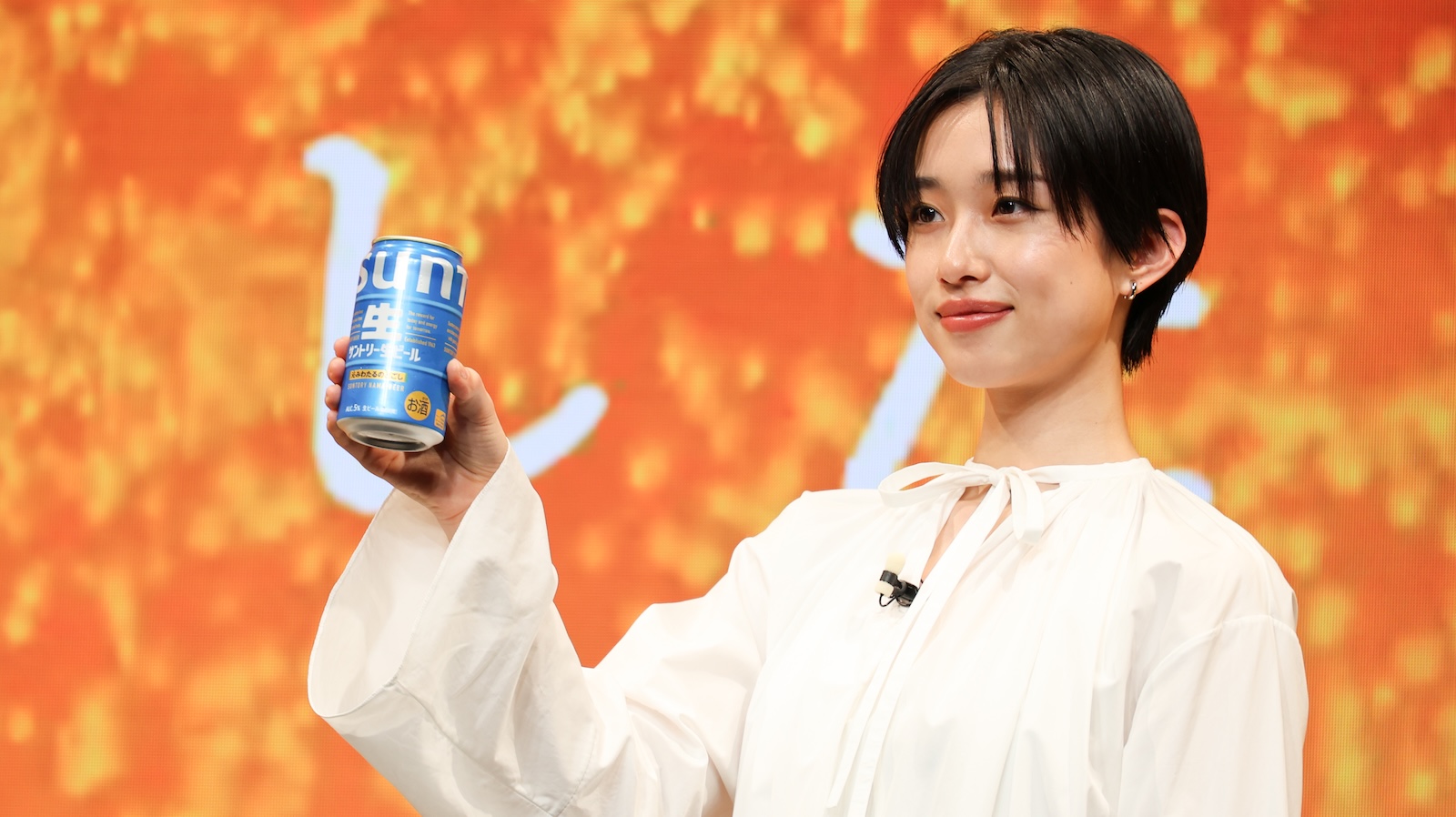 「サントリー生ビール」新CM発表会に登壇した河合優実