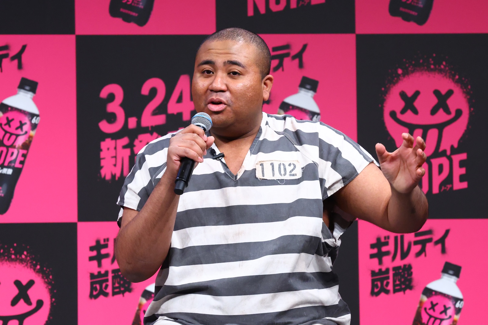 「ギルティ炭酸NOPE」戦略説明＆新TV-CM発表会に登壇したアントニー