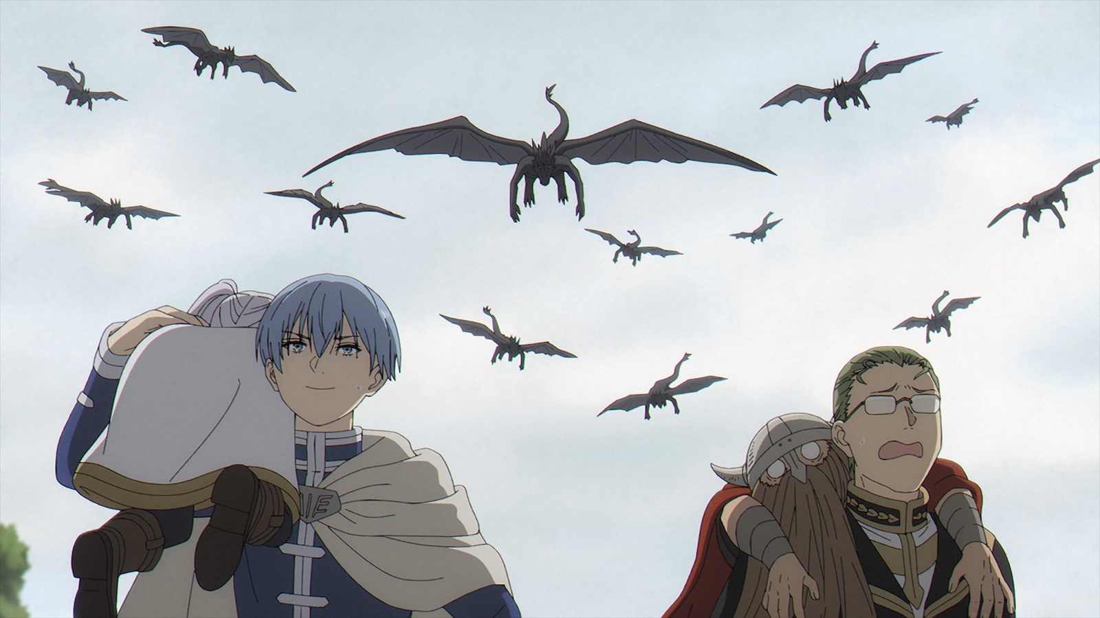 魔物から逃げる勇者ヒンメル一行の画像（アニメ『葬送のフリーレン』第2期）