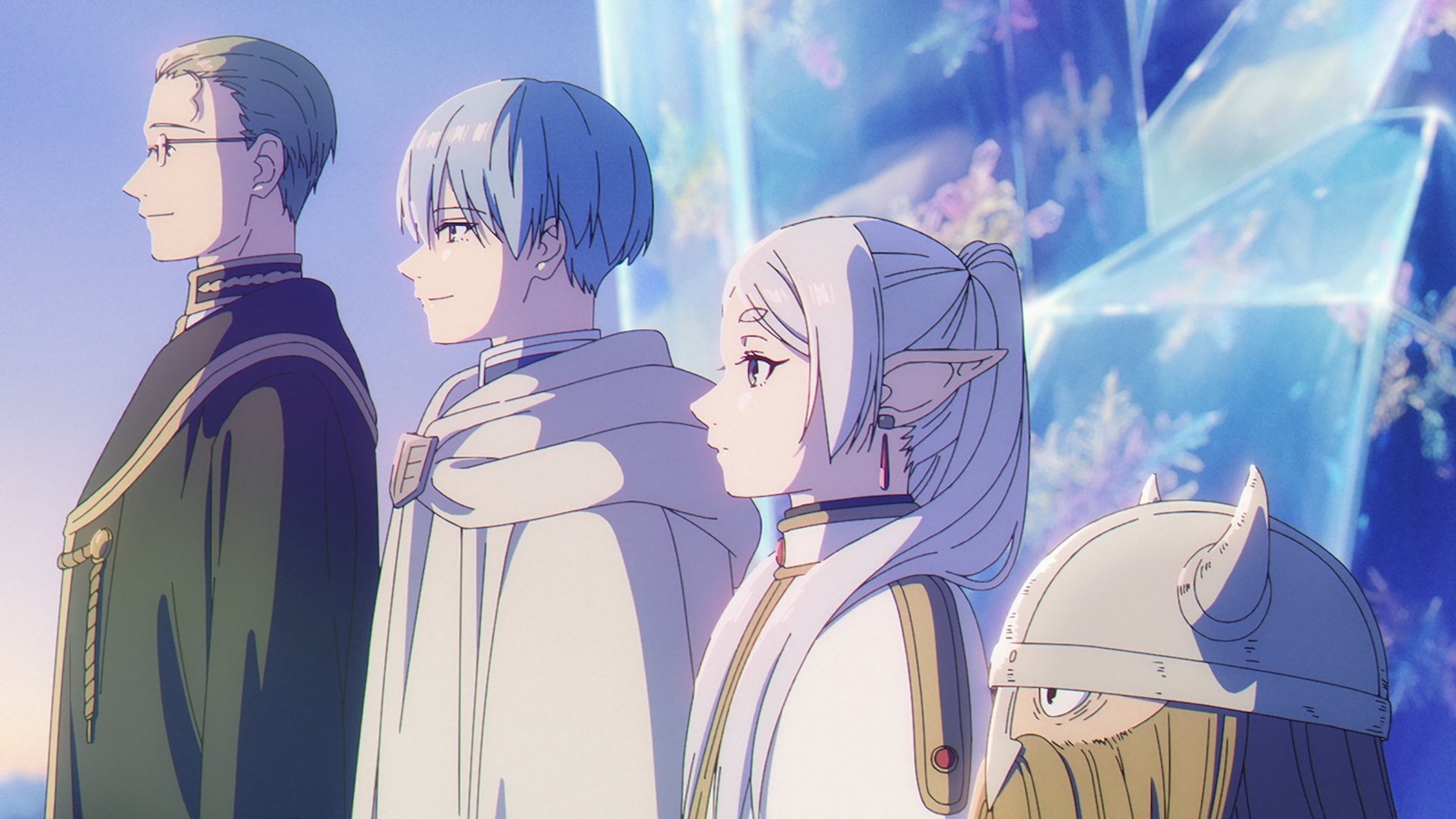 僧侶ハイター、勇者ヒンメル、魔法使いフリーレン、戦士アイゼンの画像（アニメ『葬送のフリーレン』第2期）