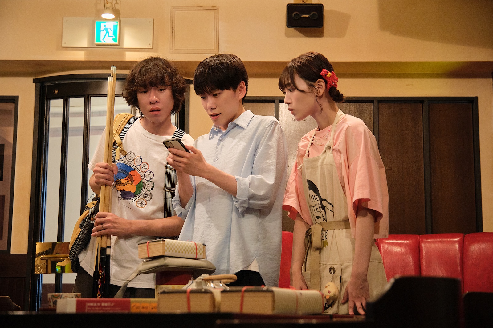 『ぴーすおぶせーふ』に出演する基俊介(IMP.)・佐々木美玲・落合モトキ