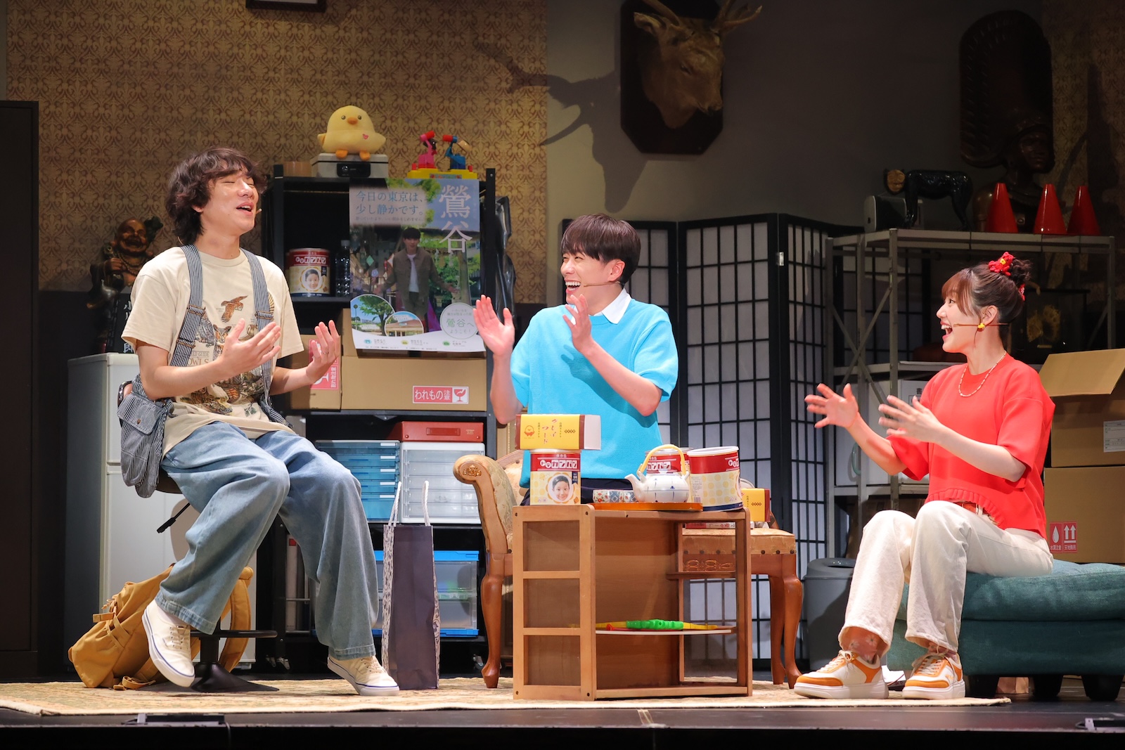 舞台『ぴーすおぶせーふ』に出演する基俊介（IMP.）・佐々木美玲・落合モトキ
