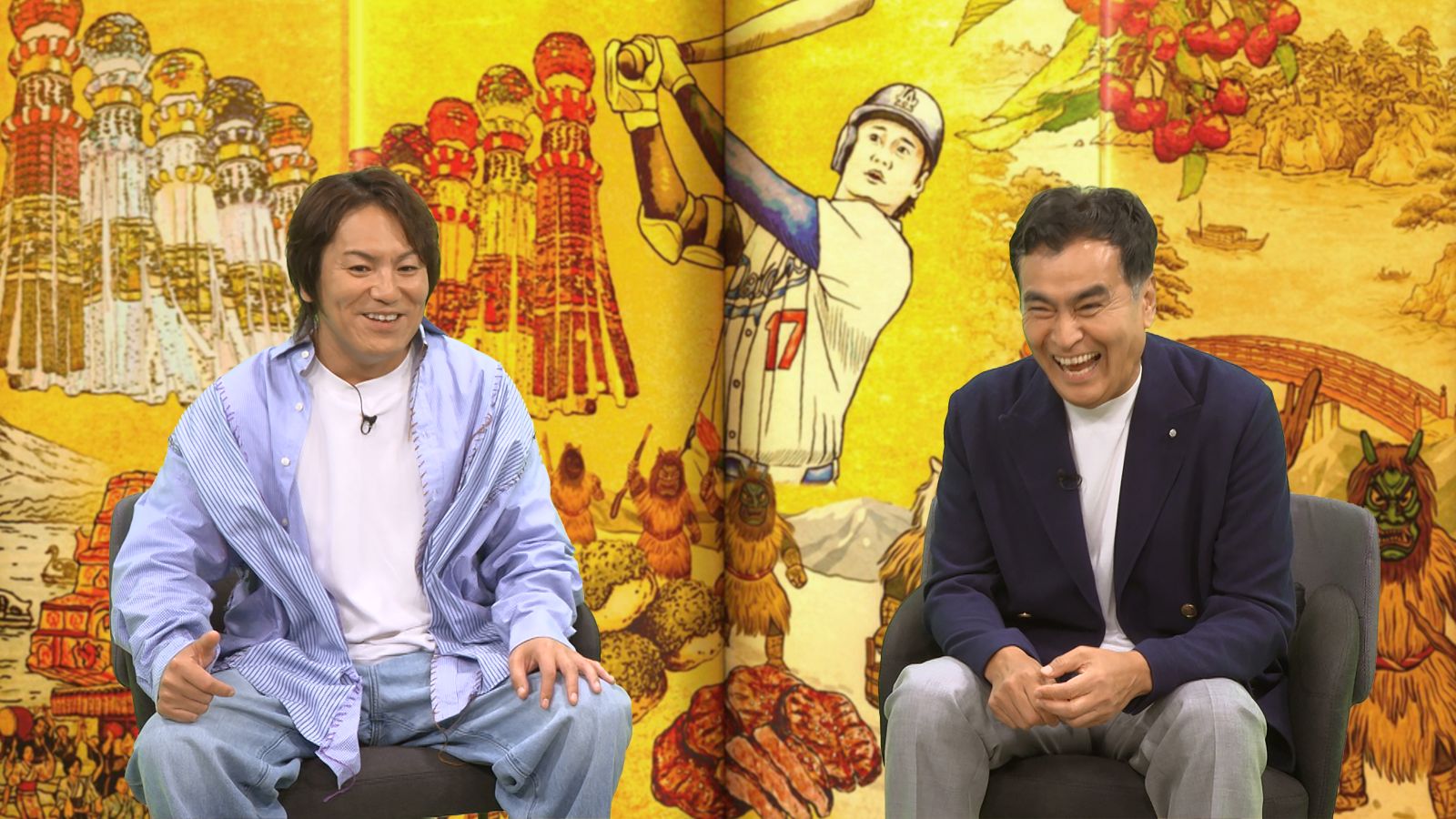 『#ロケナンバーズ』スタジオの狩野英孝と石原良純の写真